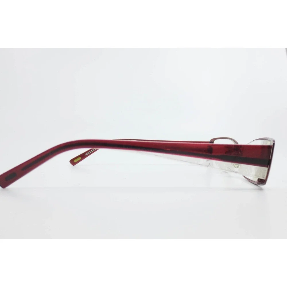 Sigrid Olsen Rubina Red Rectangular Eyeglass Frames 52-16-135 Leaf Pattern 39906